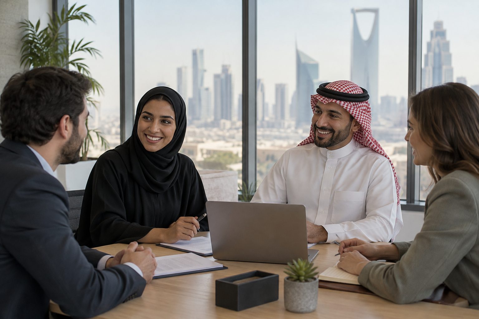 A team meeting in a Riyadh office